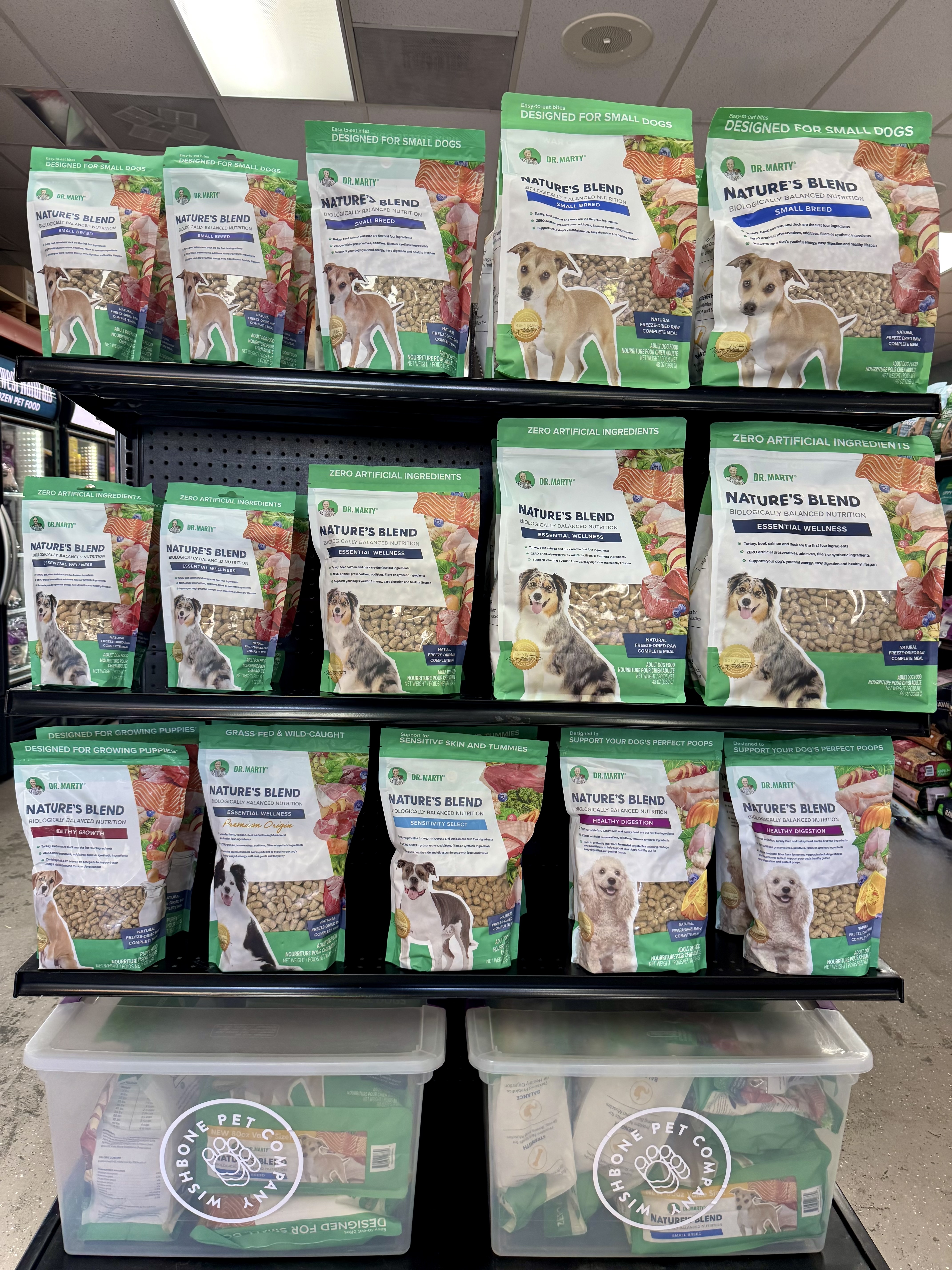 Dr. Marty Nature's Blend display at Wishbone Pet Co.